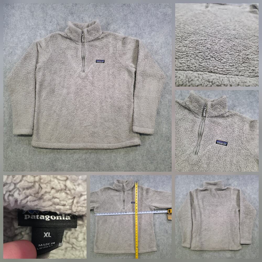 Patagonia Los Gatos Sweater Womens XL Sherpa Fleece Quarter Zip Pullover Jacket